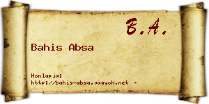 Bahis Absa névjegykártya